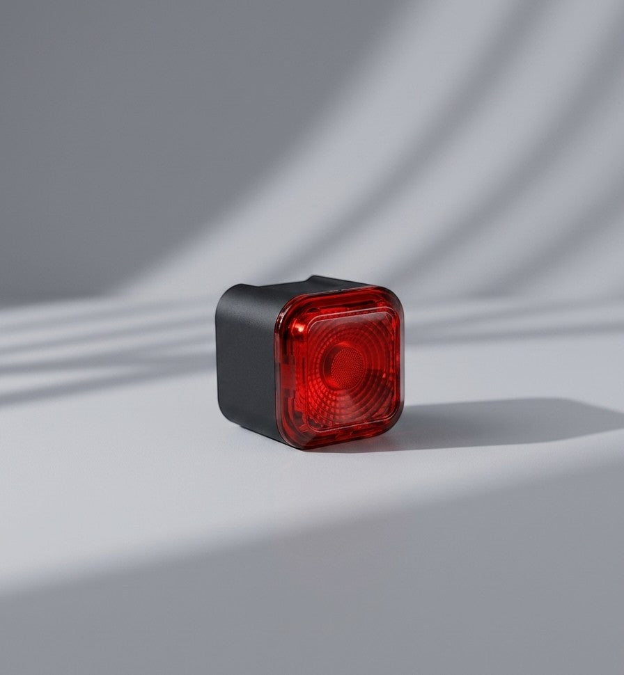 Luce posteriore intelligente store.pin.bike ricaricabile di colore nero con lente rossa per bicicletta